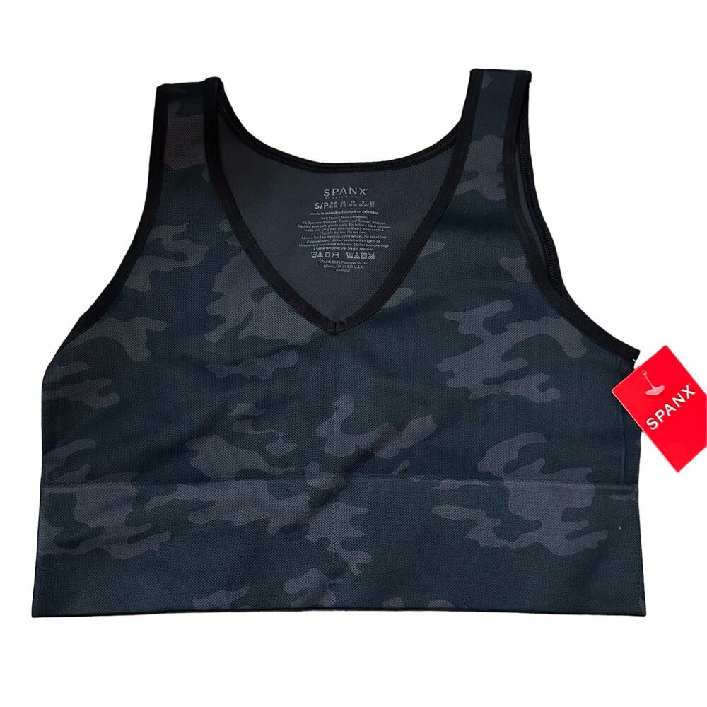 Spanx Lamn Active Seamless Crop Top Black Camo Size Small New with tags